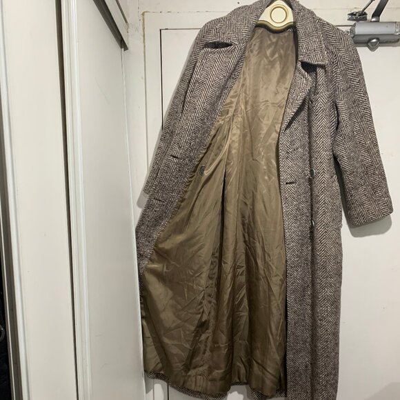 VINTAGE RAFFINATI TWEED DOUBLE BREAST TRENCH COATS SIZE M/L - Picture 7 of 11